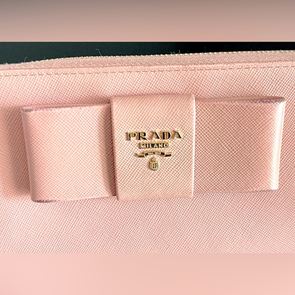 Prada Leather Zip Around Bow Wallet Ballerina Pink - Picture 5 of 13